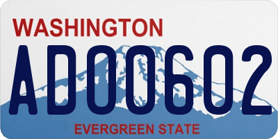 WA license plate ADO0602