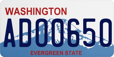 WA license plate ADO0650