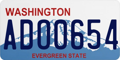 WA license plate ADO0654