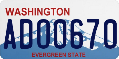 WA license plate ADO0670