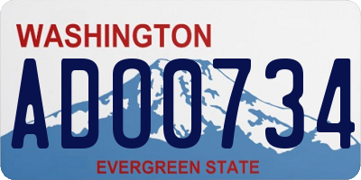WA license plate ADO0734