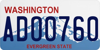 WA license plate ADO0760