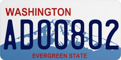WA license plate ADO0802