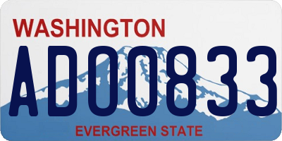 WA license plate ADO0833