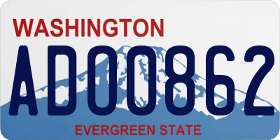 WA license plate ADO0862