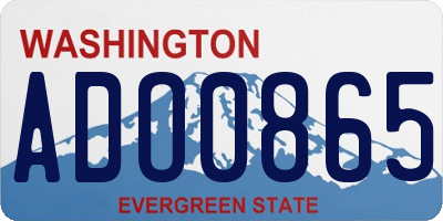 WA license plate ADO0865