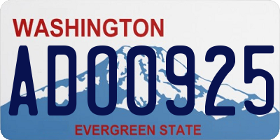 WA license plate ADO0925