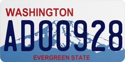 WA license plate ADO0928