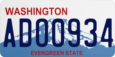 WA license plate ADO0934