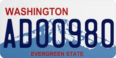 WA license plate ADO0980