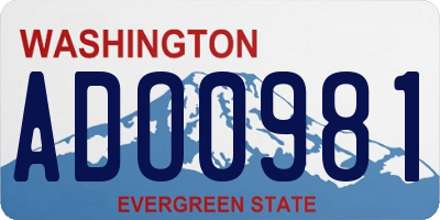 WA license plate ADO0981