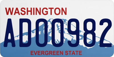 WA license plate ADO0982