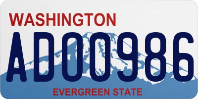 WA license plate ADO0986