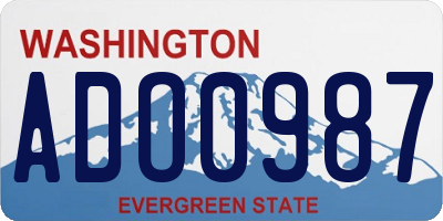 WA license plate ADO0987