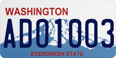 WA license plate ADO1003