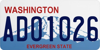 WA license plate ADO1026