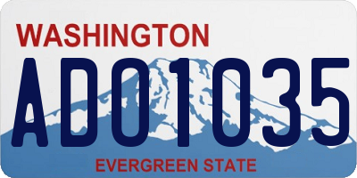 WA license plate ADO1035