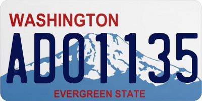 WA license plate ADO1135