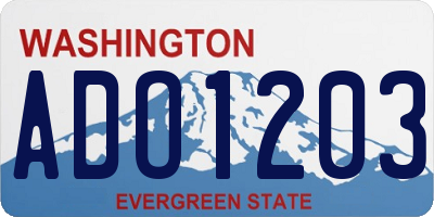 WA license plate ADO1203
