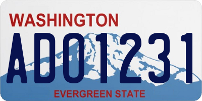 WA license plate ADO1231