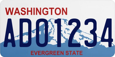 WA license plate ADO1234