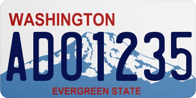 WA license plate ADO1235