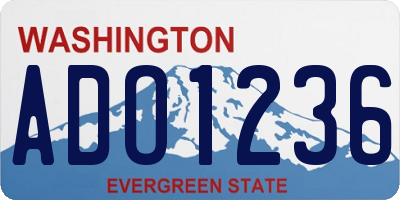 WA license plate ADO1236