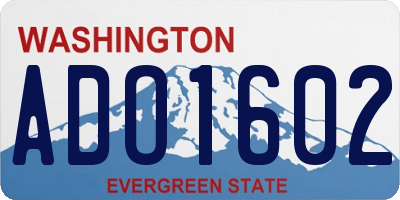 WA license plate ADO1602