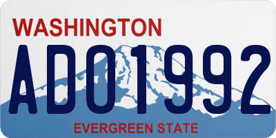 WA license plate ADO1992