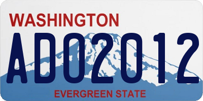WA license plate ADO2012