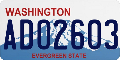 WA license plate ADO2603
