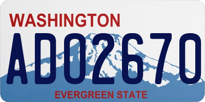 WA license plate ADO2670