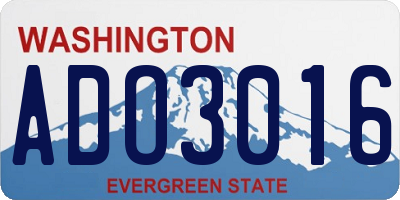 WA license plate ADO3016