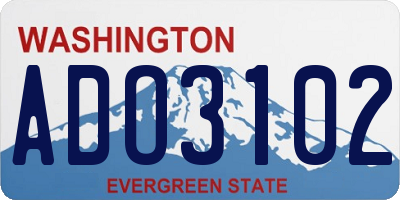 WA license plate ADO3102