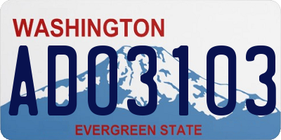 WA license plate ADO3103