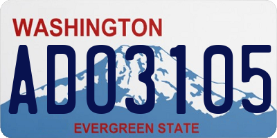 WA license plate ADO3105