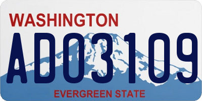 WA license plate ADO3109