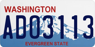 WA license plate ADO3113
