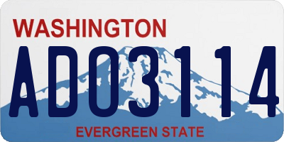 WA license plate ADO3114