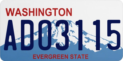 WA license plate ADO3115