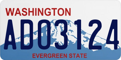 WA license plate ADO3124
