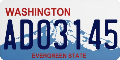 WA license plate ADO3145