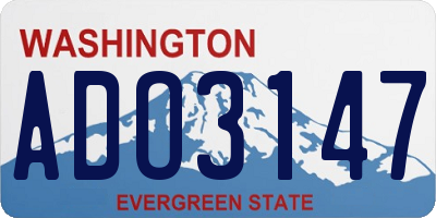 WA license plate ADO3147