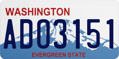 WA license plate ADO3151