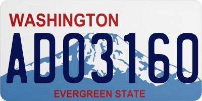 WA license plate ADO3160
