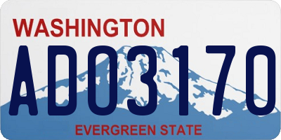 WA license plate ADO3170