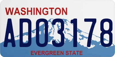 WA license plate ADO3178