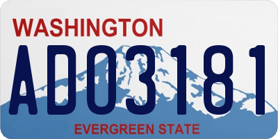 WA license plate ADO3181