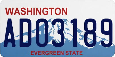 WA license plate ADO3189
