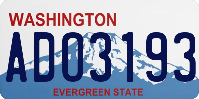 WA license plate ADO3193